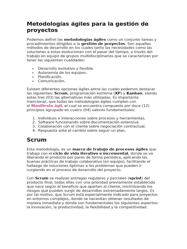 Metodologías Ágiles en Gestión de Proyectos | PDF | Scrum (desarrollo ...