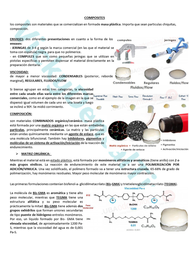 Composites Dentales: Viscosidad y Composición | PDF | Compuesto Dental ...