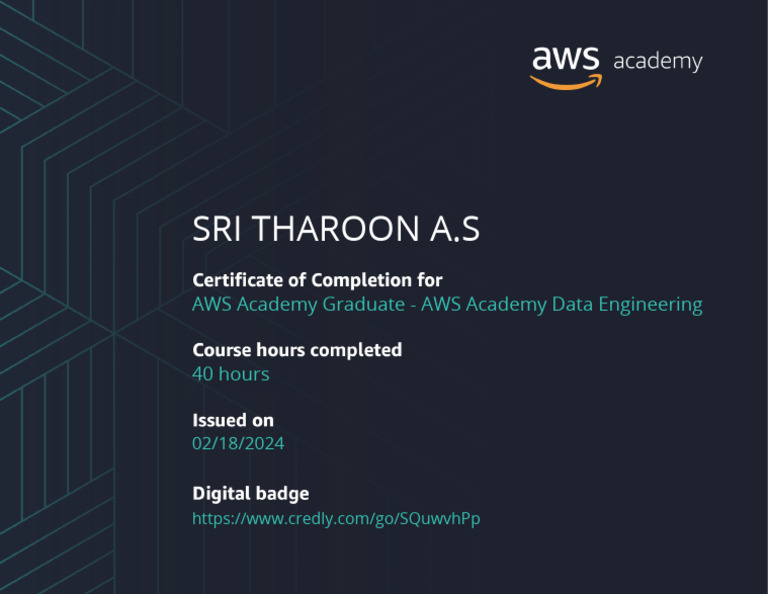 AWS Academy Graduate AWS Academy Data Engineering Badge20240221-37 ...