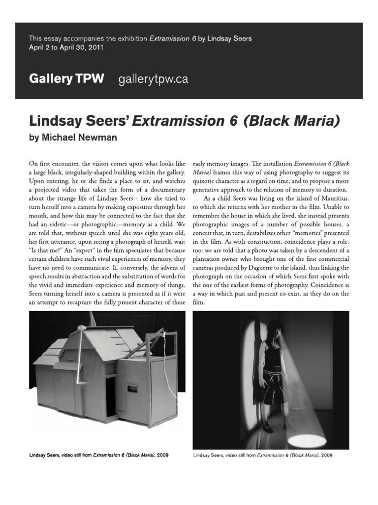 Lindsay Seers' Extramission 6 Overview | PDF | Science | Philosophical ...