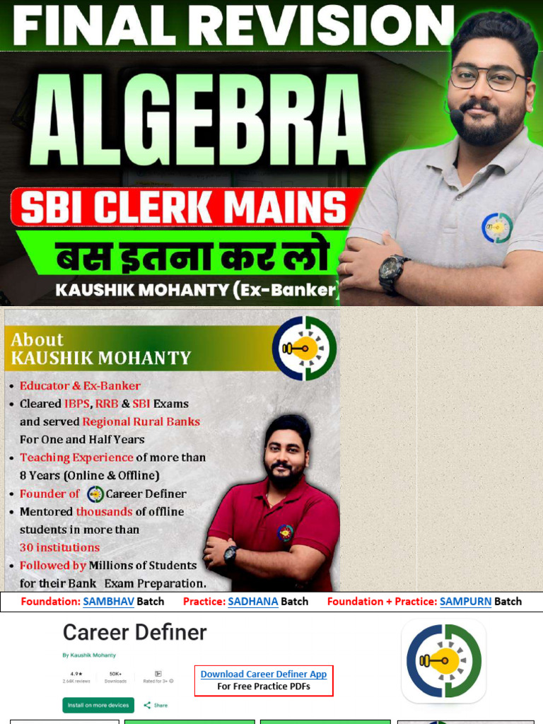 Algebra One Shot For Bank Exams | PDF | Arithmetic | Mathematics