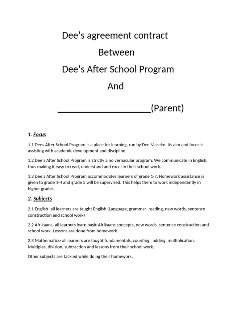 Discipline and Learning at Dee's Program | PDF | Payments | English ...