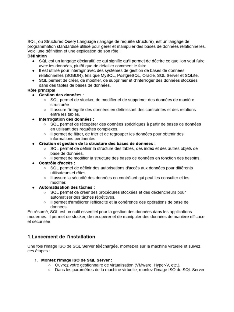 Guide d'installation de SQL Server | PDF | Microsoft SQL Server | Bases ...