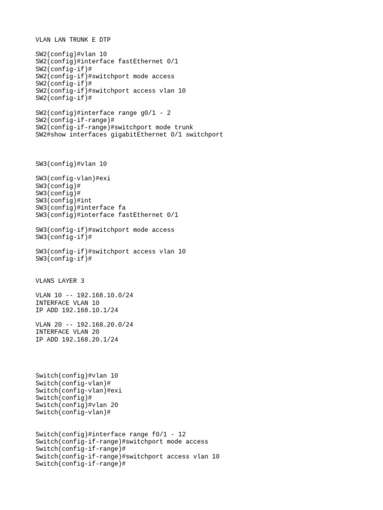 VLAN Configuration and IP Setup Guide | PDF