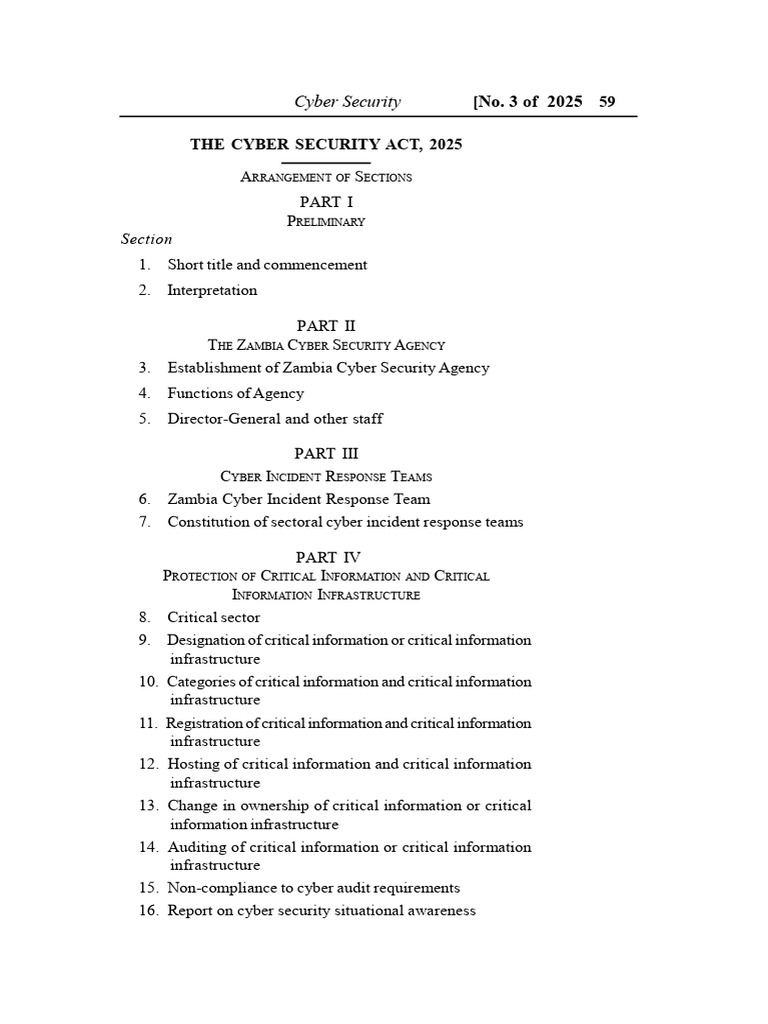Zambia Cyber Security Act 2025 Overview | PDF | Computer Security ...