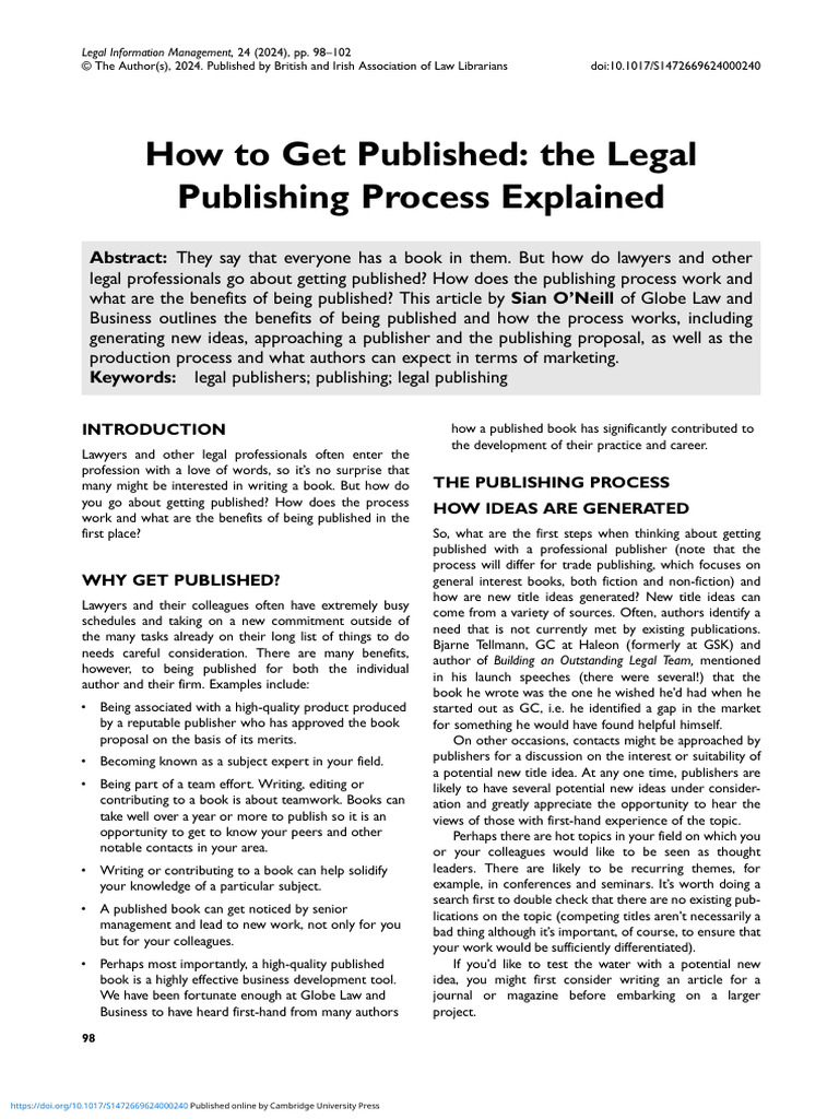Legal Publishing Process for Lawyers | PDF | Books | Publishing