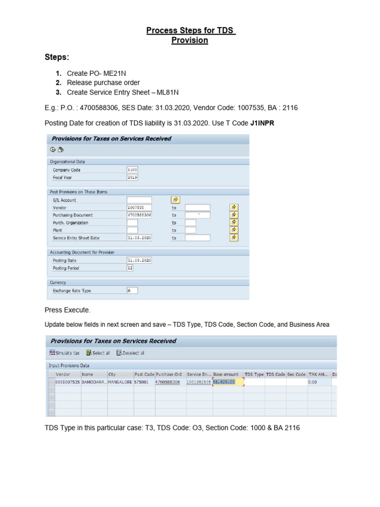 TDS Provision Process Steps | PDF