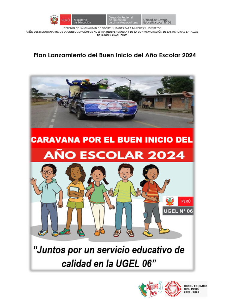 Buen Inicio Del Año Escolar 2024 Plan APROBADO 2024 - 2 | PDF ...