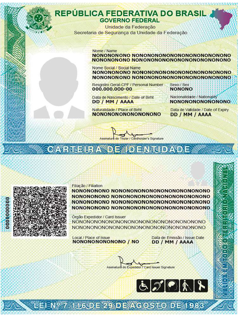Novo Modelo Carteira Identidade RG Brasil 2023 Modelo Papel Moeda | PDF