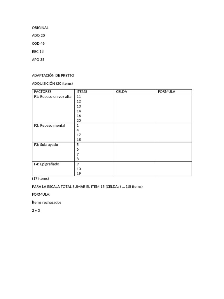 ACRA cambio en items acra | PDF | Ajedrez