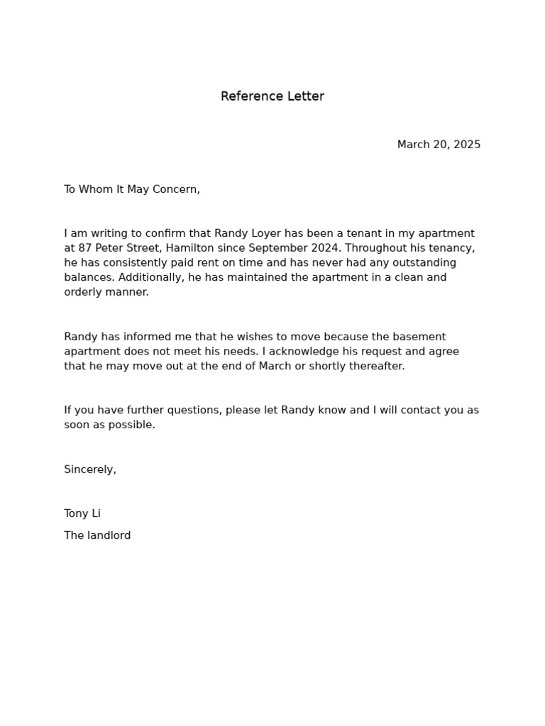 Reference Letter | PDF