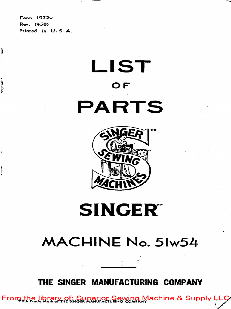 Singer 51W54 | PDF | Belt (Mechanical) | Screw