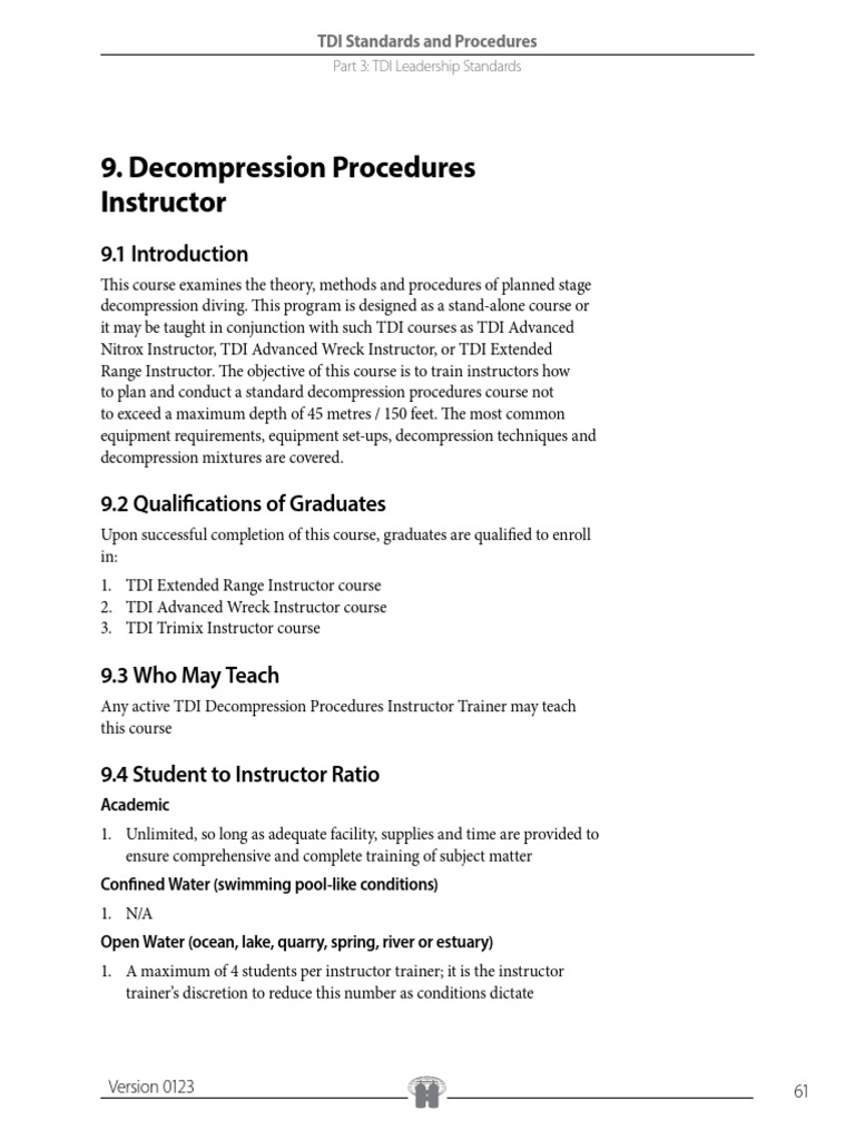 TDI Decompression Procedures Course Guide | PDF | Scuba Diving ...