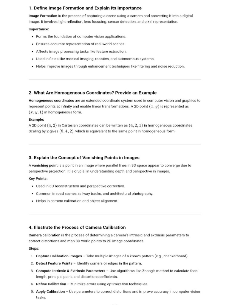 Image Formation and Camera Calibration Guide | PDF | Image Segmentation ...