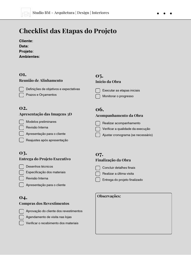 Checklist Completo para Projetos de Arquitetura | PDF