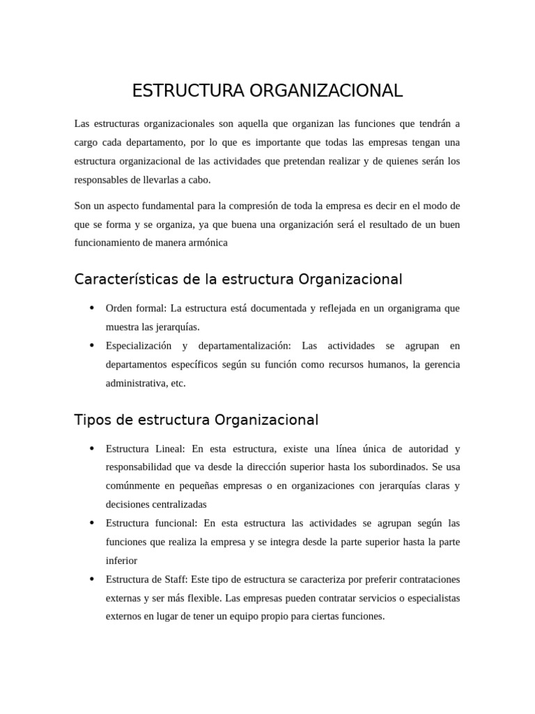 Fundamentos de la Estructura Organizacional | PDF | Business | Gestión ...