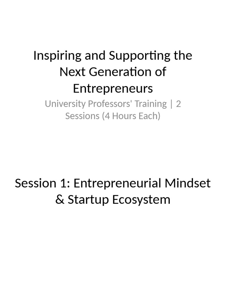 Empowering Future Entrepreneurs: Training Guide | PDF | Startup Company ...