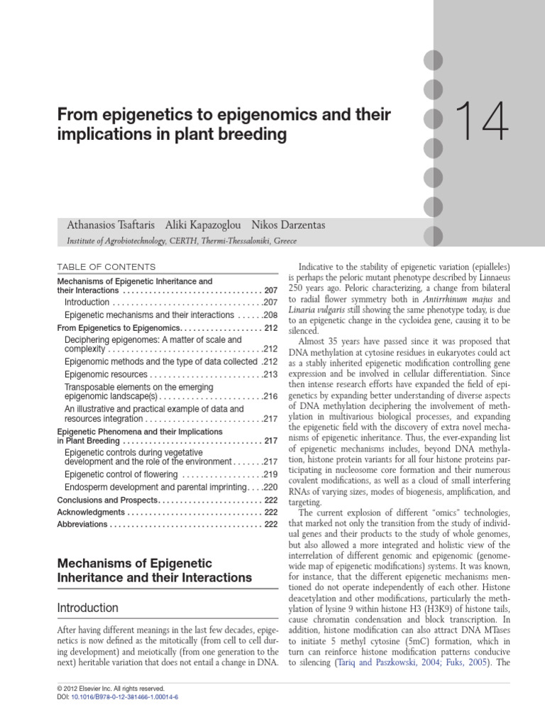 Epigenetics and Plant Breeding Insights | PDF | Epigenetics | Dna ...