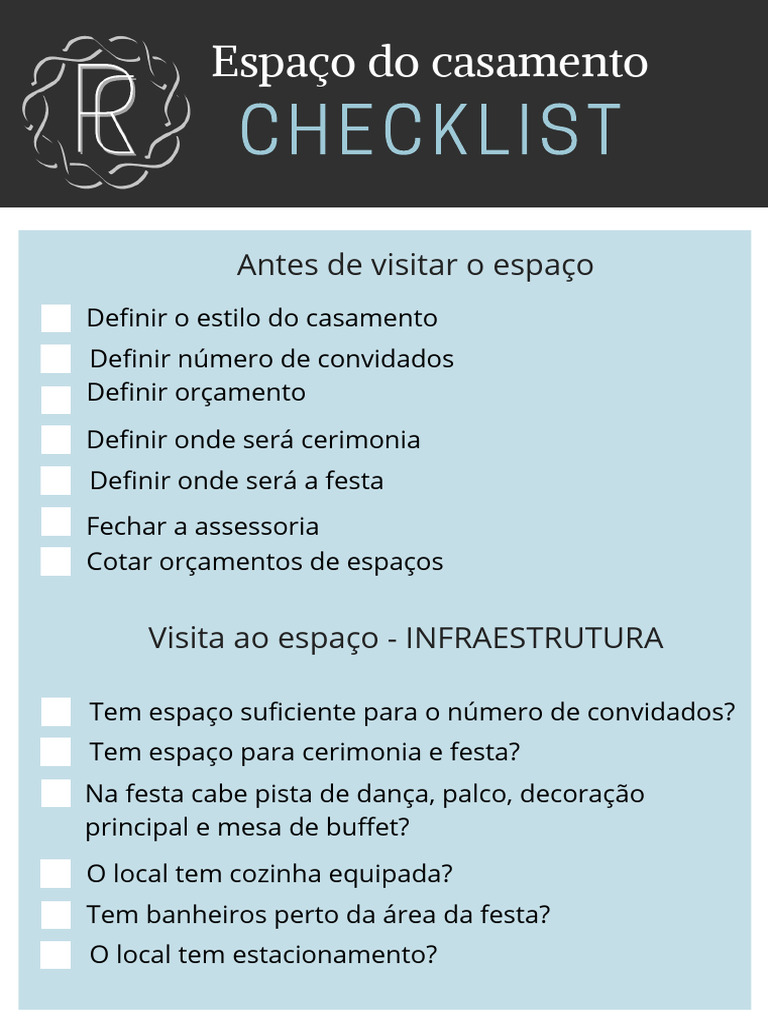 Checklist para Espaço de Casamento | PDF