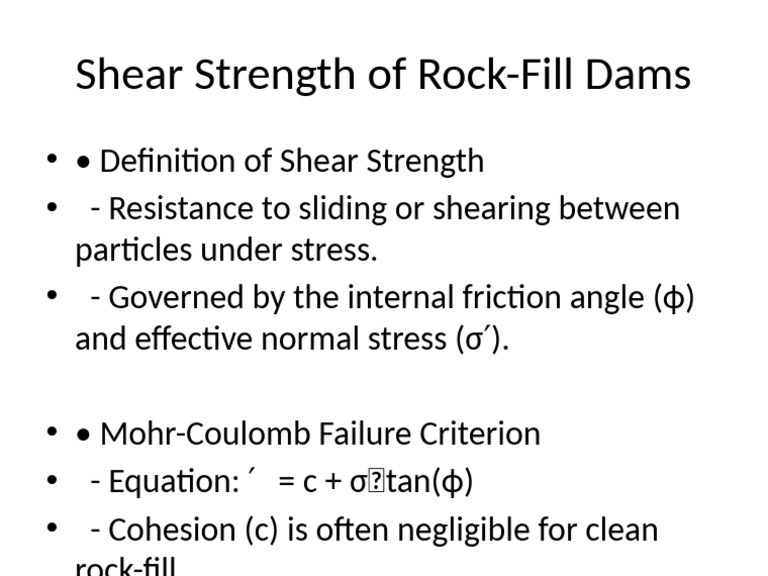 Shear Strength in Rock-Fill Dams | PDF