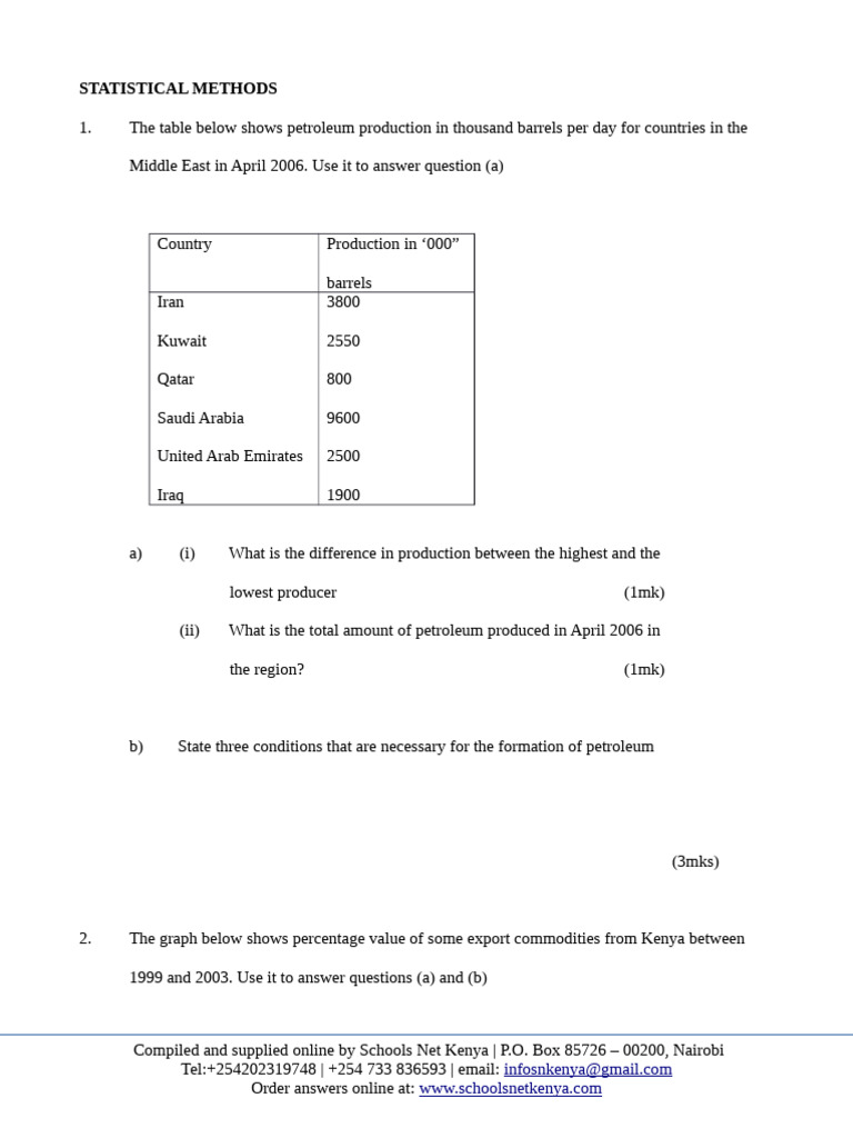 Statistical Methods in Petroleum and Exports | PDF | Statistics | Petroleum