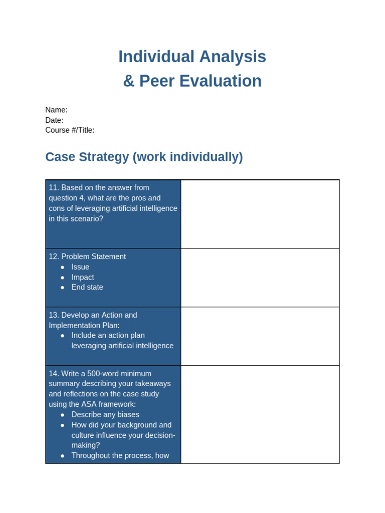 AI Case Study Analysis and Peer Review | PDF