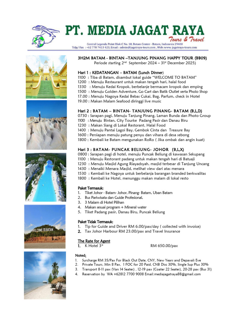 Paket Tour Batam-Bintan 2024-2025 | PDF
