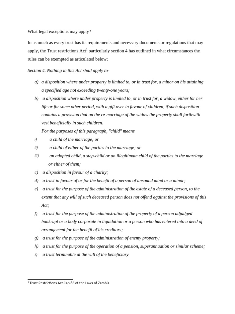 Legal Exceptions in Trust Law | PDF