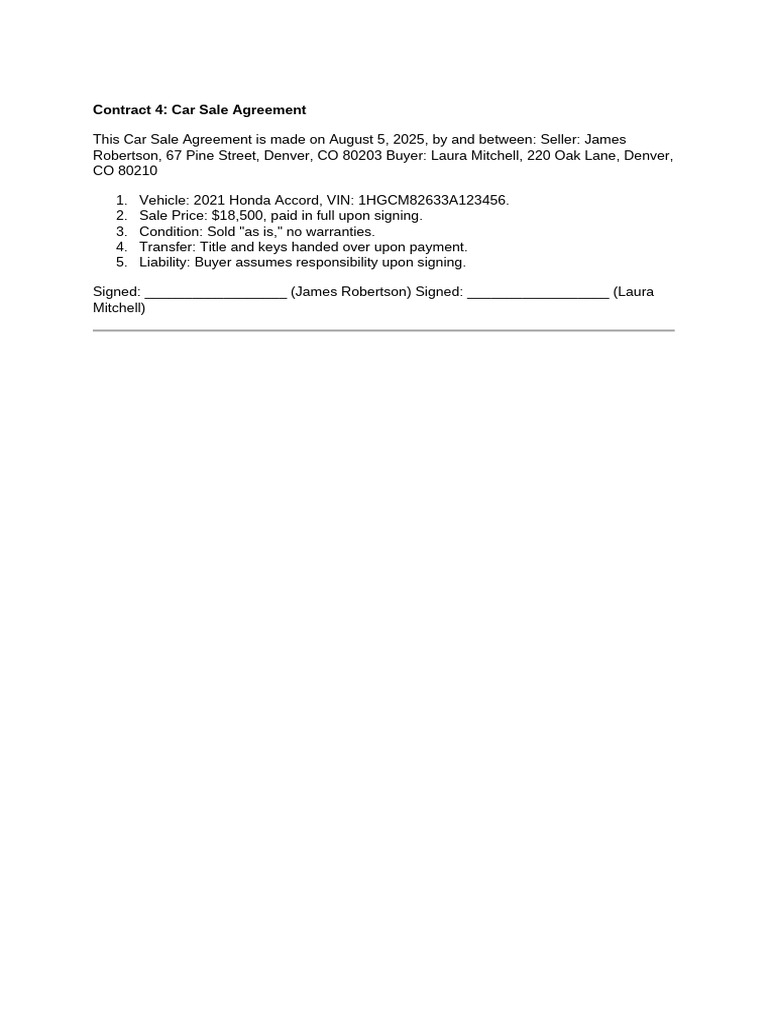 Car Contract | PDF