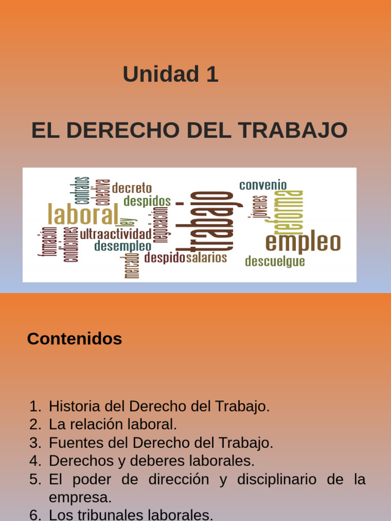 UT1 El Derecho Del Trabajo | PDF | Derecho laboral | Fuentes del derecho