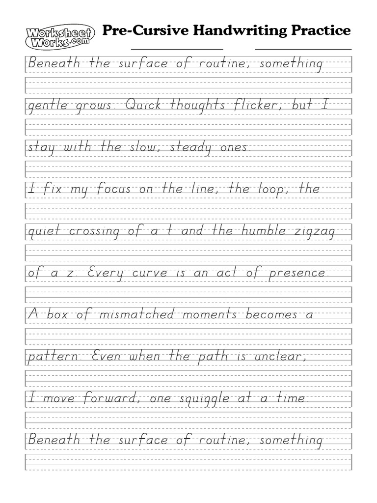 WorksheetWorks PreCursive Handwriting Practice 5 | PDF
