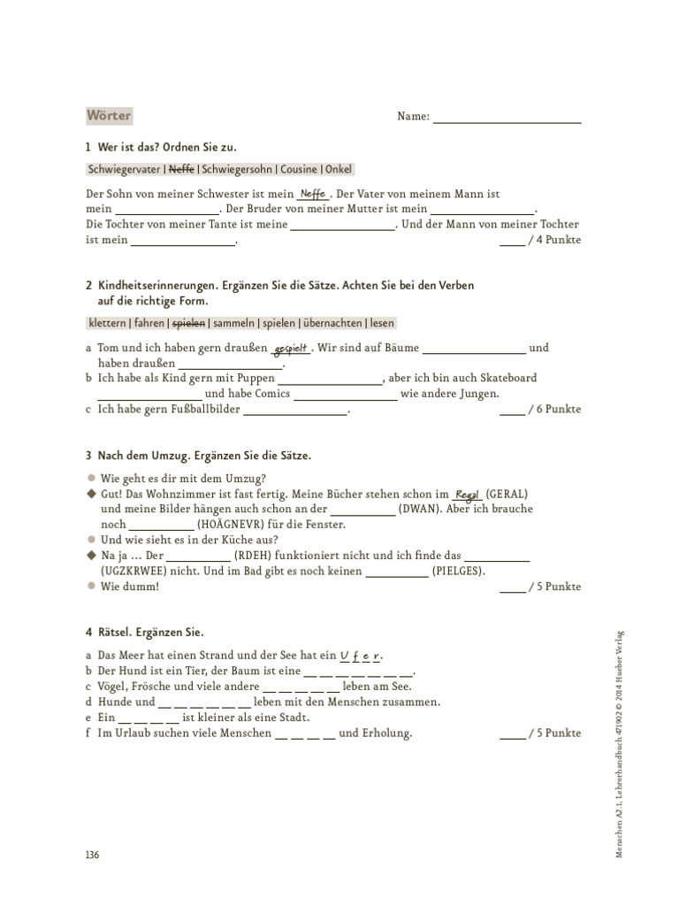 1menschen A2 1 LHB Test Modul 1 | PDF