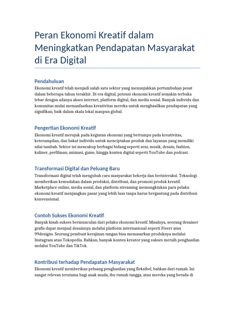 Peran Ekonomi Kreatif di Era Digital | PDF