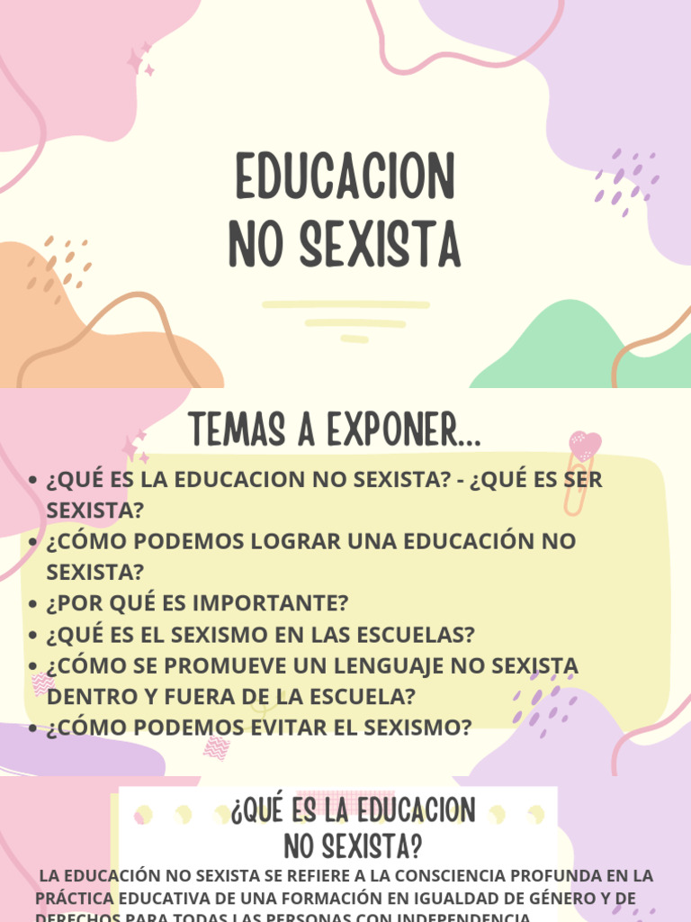Educación No Sexista: Igualdad de Género | PDF | Sexismo | Igualdad de ...
