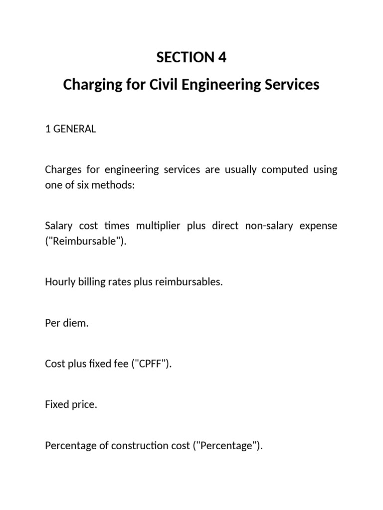 Civil Engineering Service Charges Explained | PDF | Per Diem | Salary