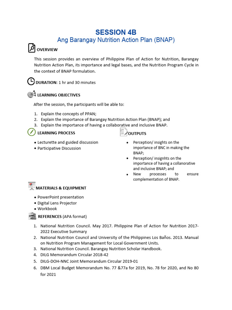 Barangay Nutrition Action Plan Overview | PDF | Malnutrition | Human ...