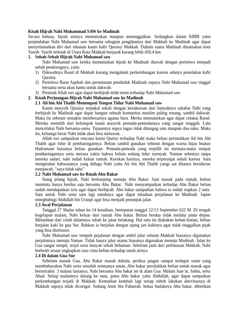 Kisah Hijrah Nabi Muhammad ke Madinah | PDF
