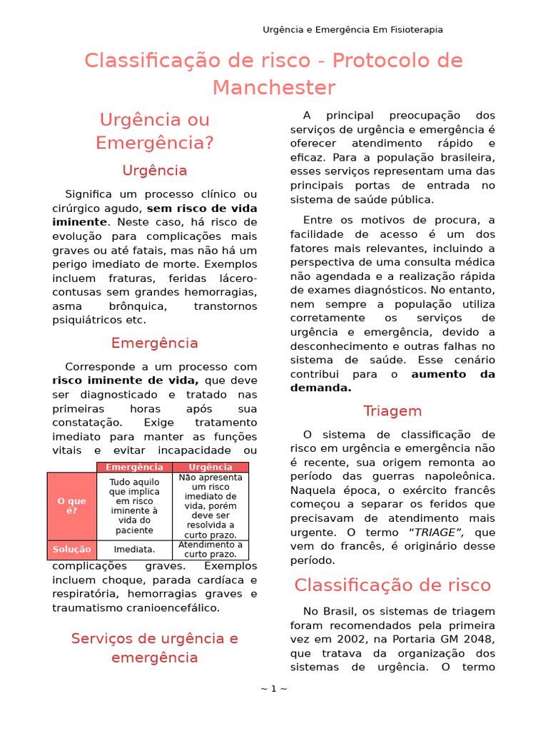 Classificação de Risco em Emergências | PDF | Remédio | Doenças e ...