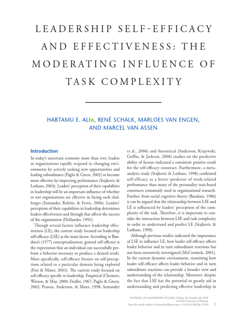 Leadership Self-Efficacy and Change | PDF | Self Efficacy | Leadership
