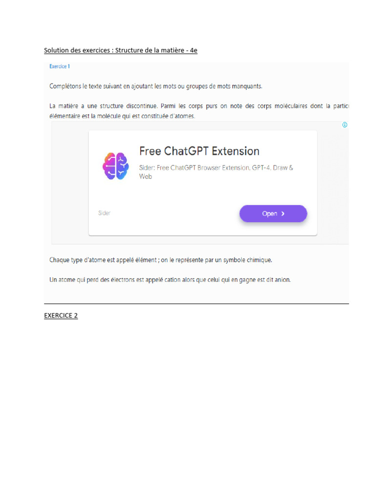 CORRECTION DE LA STRUCTURE DE LA MATIéRE | PDF