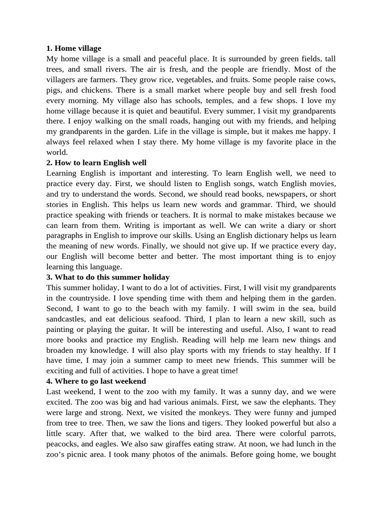 Writing Topic - Primary School | PDF