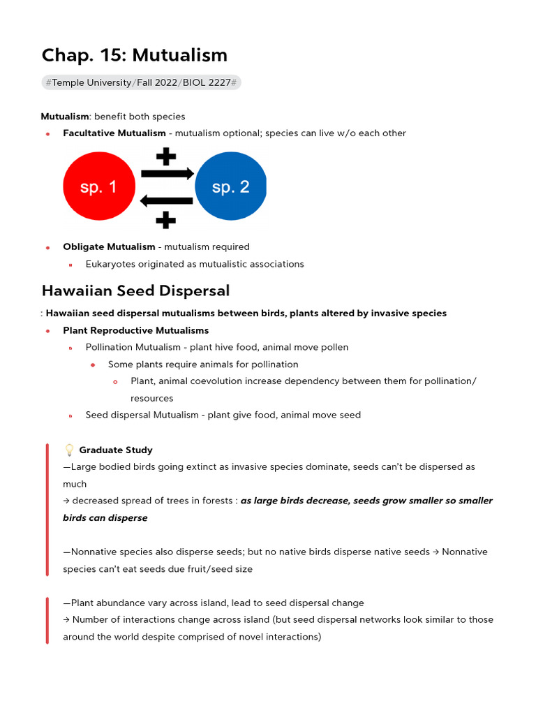 Mutualism Dynamics in Temperate Forests | PDF | Plants | Biology