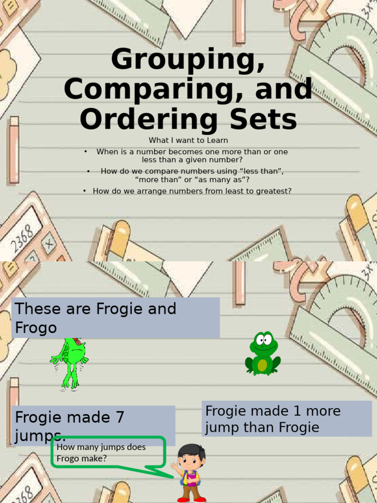 Lesson 3 - Grouping, Comparing, and Ordering Sets | PDF