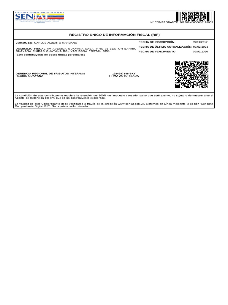 Registro Único de Información Fiscal (Rif) | PDF