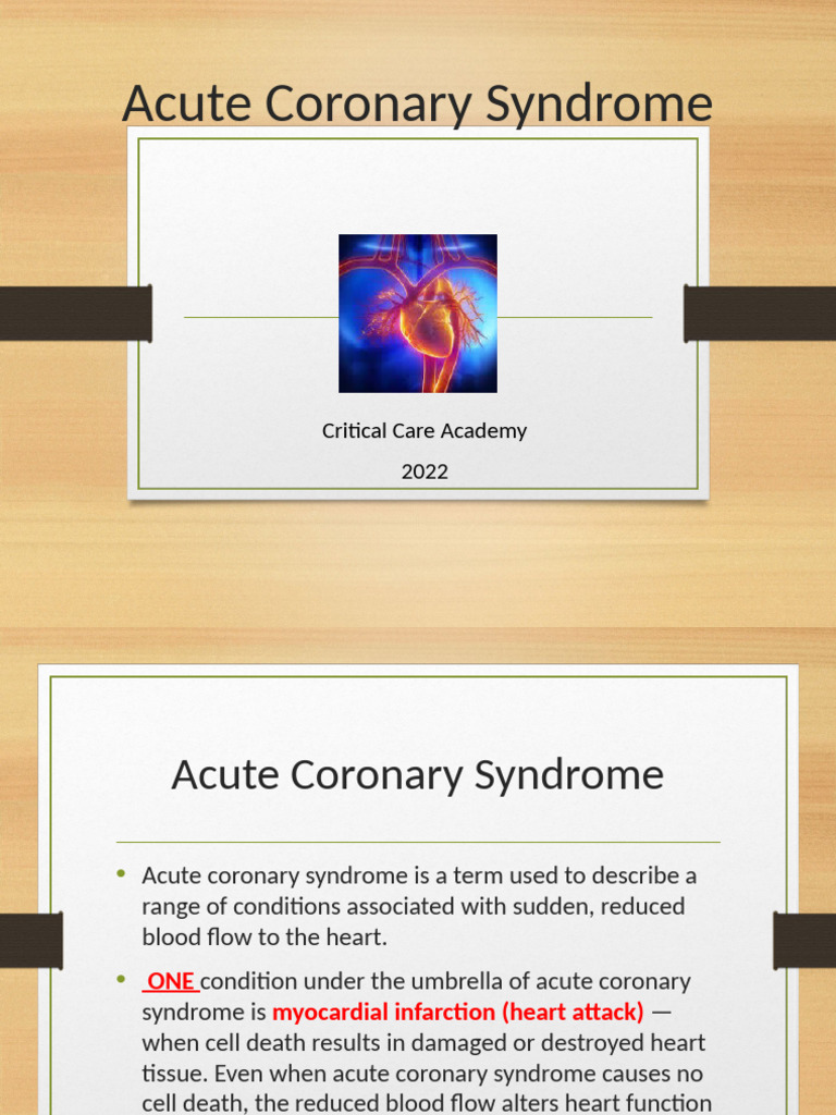 Acute Coronary Syndrome Management Guide | PDF | Myocardial Infarction ...