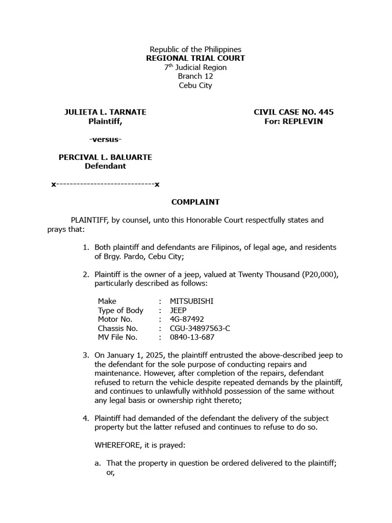 Pleading-Complaint With Verification and Certification | PDF | Lawsuit ...