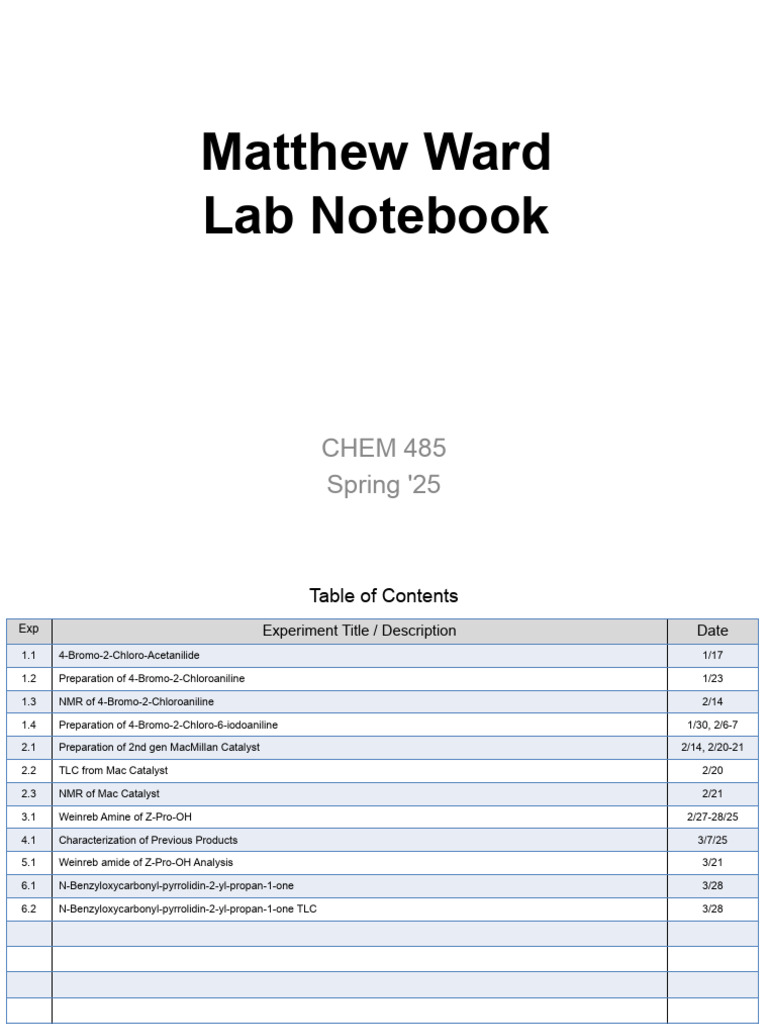 Matthew Ward S&A Lab Notebook 3_21 | PDF | Unit Processes | Chemical ...