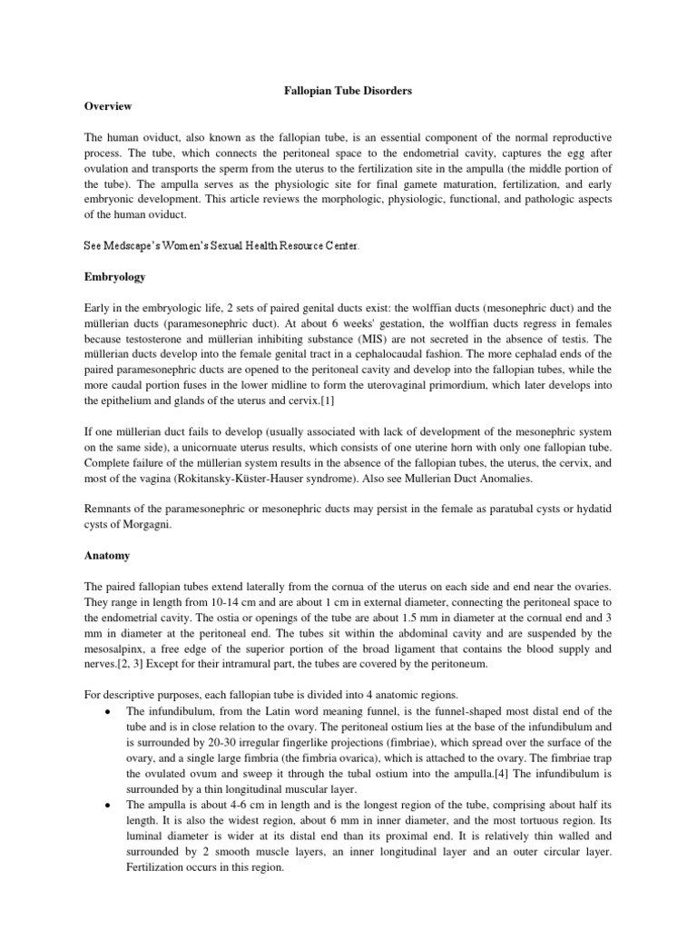 Overview of Fallopian Tube Disorders | PDF | Human Reproduction ...
