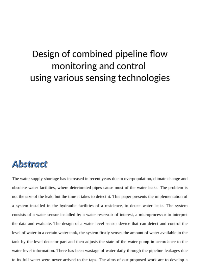 Smart Water Leakage Detection System | PDF | Internet Of Things | Leak