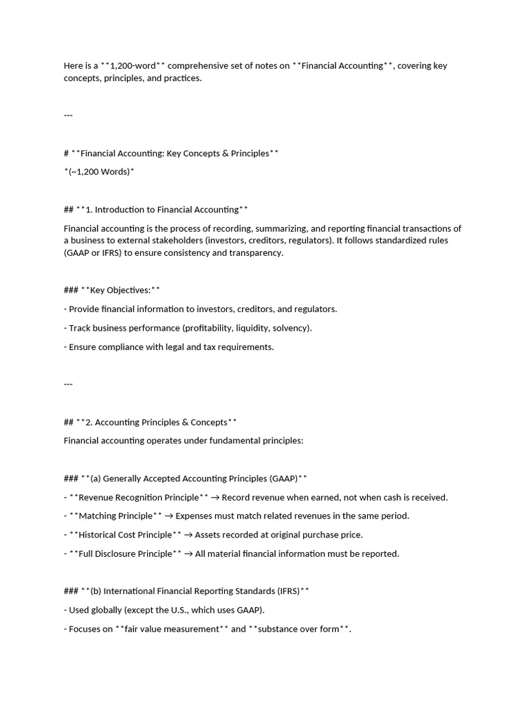 Financial Accounting Concepts & Principles | PDF | Financial Accounting ...